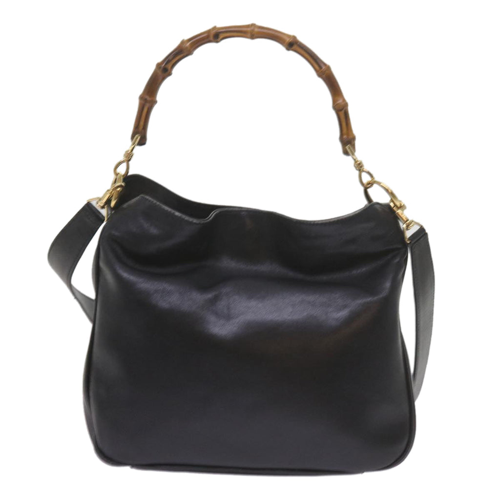 GUCCI Bamboo Shoulder Bag Leather 2way Black 001 1638 2615 60783