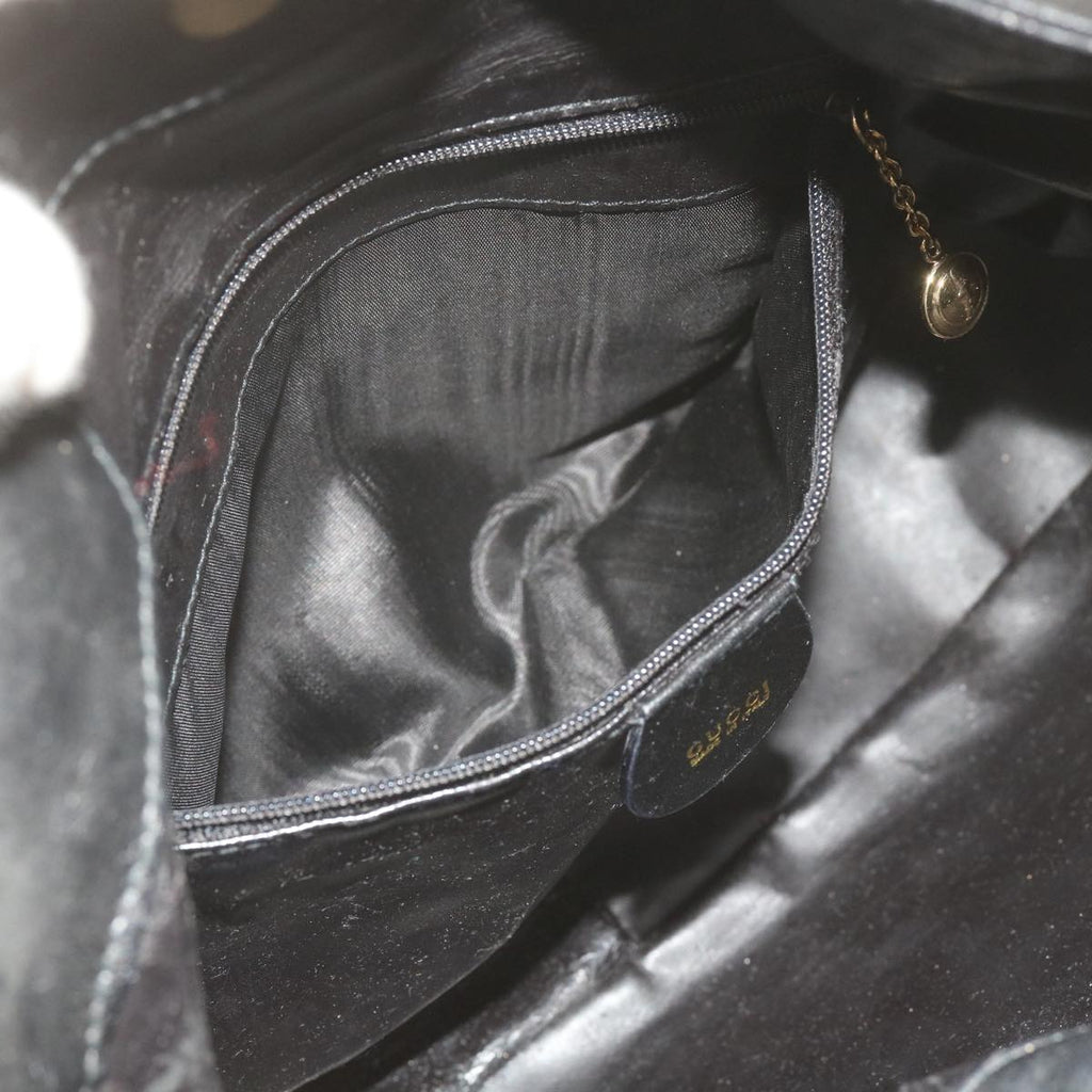 GUCCI Bamboo Shoulder Bag Leather 2way Black 001 1638 2615 60783