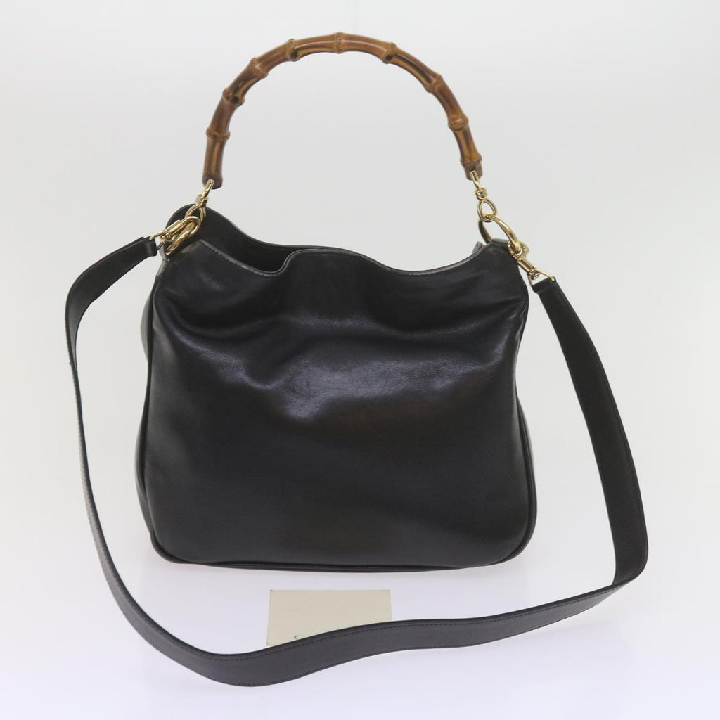 GUCCI Bamboo Shoulder Bag Leather 2way Black 001 1638 2615 60783