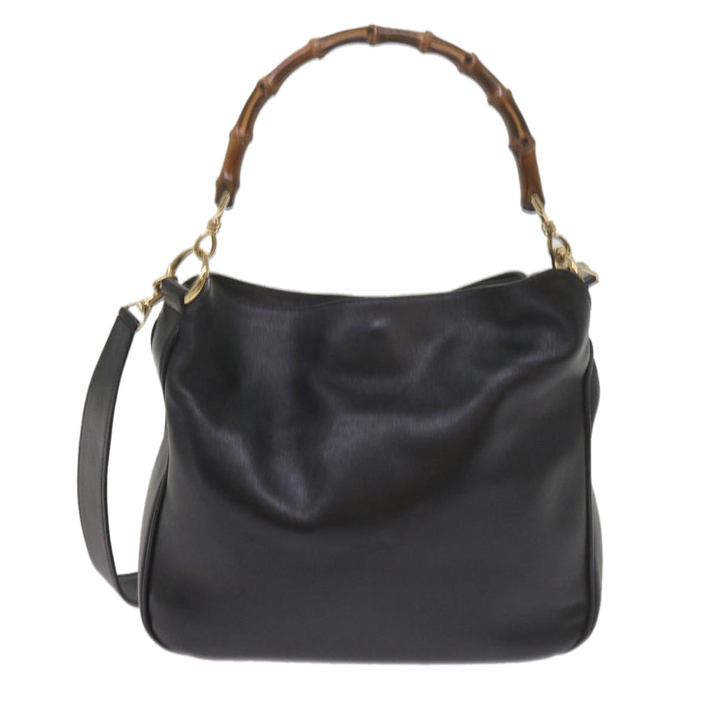 GUCCI Bamboo Shoulder Bag Leather 2way Black 001 1638 2615 60783