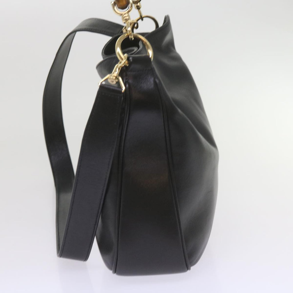 GUCCI Bamboo Shoulder Bag Leather 2way Black 001 1638 2615 60783