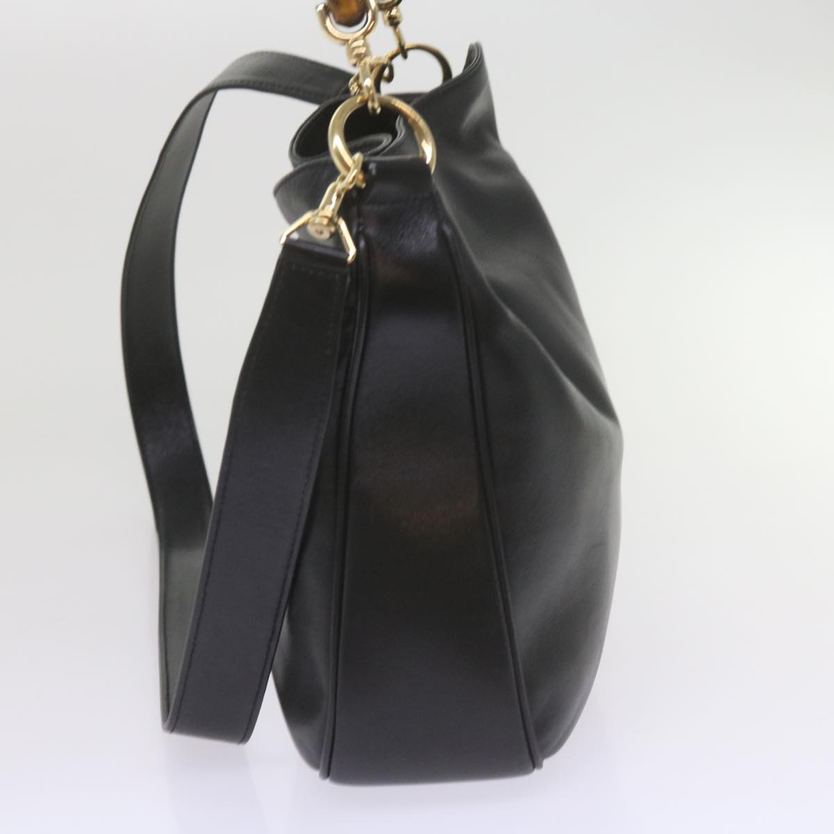 GUCCI Bamboo Shoulder Bag Leather 2way Black 001 1638 2615 60783