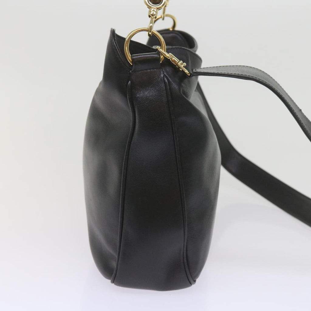 GUCCI Bamboo Shoulder Bag Leather 2way Black 001 1638 2615 60783