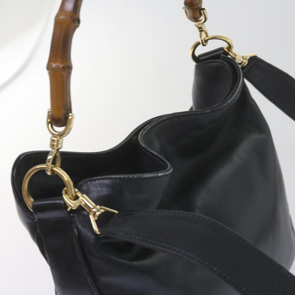 GUCCI Bamboo Shoulder Bag Leather 2way Black 001 1638 2615 60783