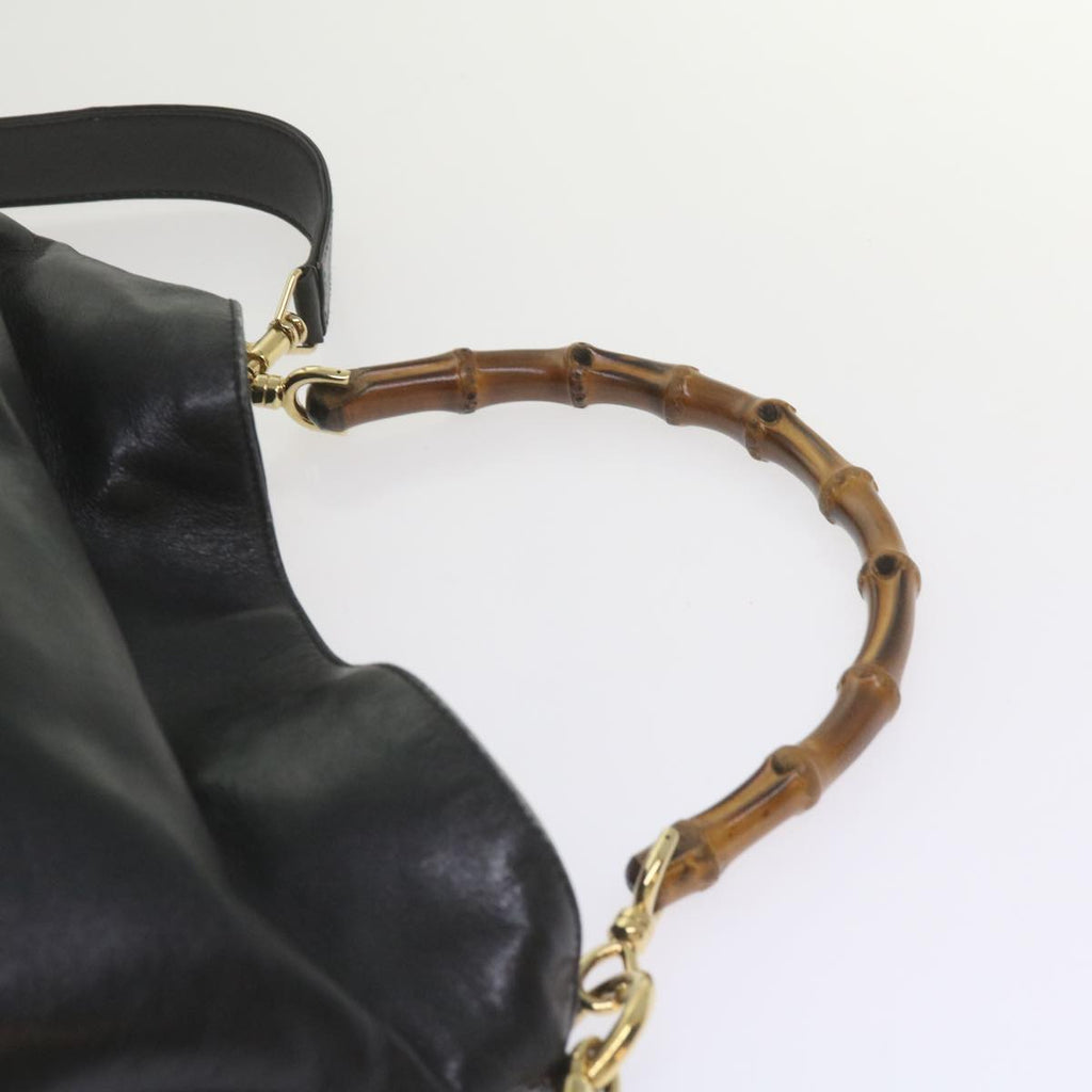 GUCCI Bamboo Shoulder Bag Leather 2way Black 001 1638 2615 60783