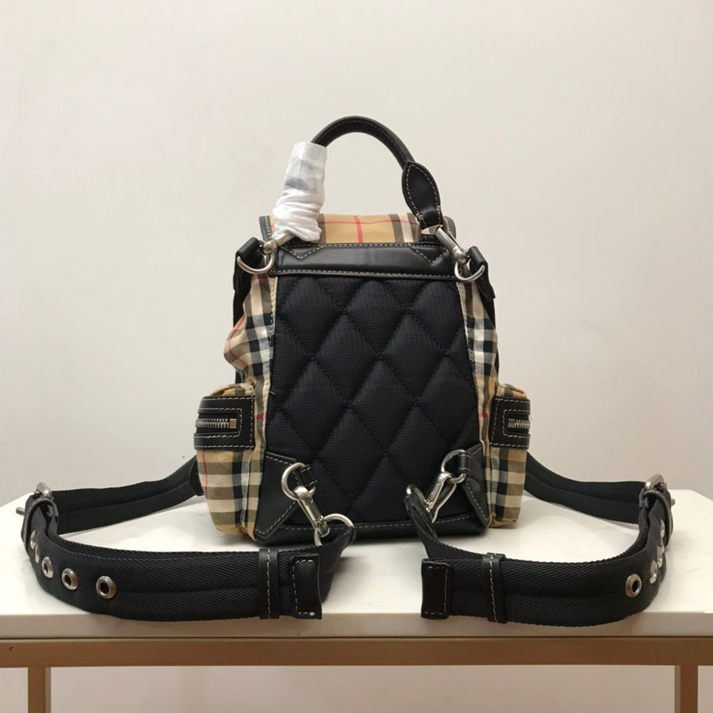 GLAMI MeGLAMIum Rucksack In Vintage Check Cotton Canvas-Sandy For Women, Bags 13in/33cm