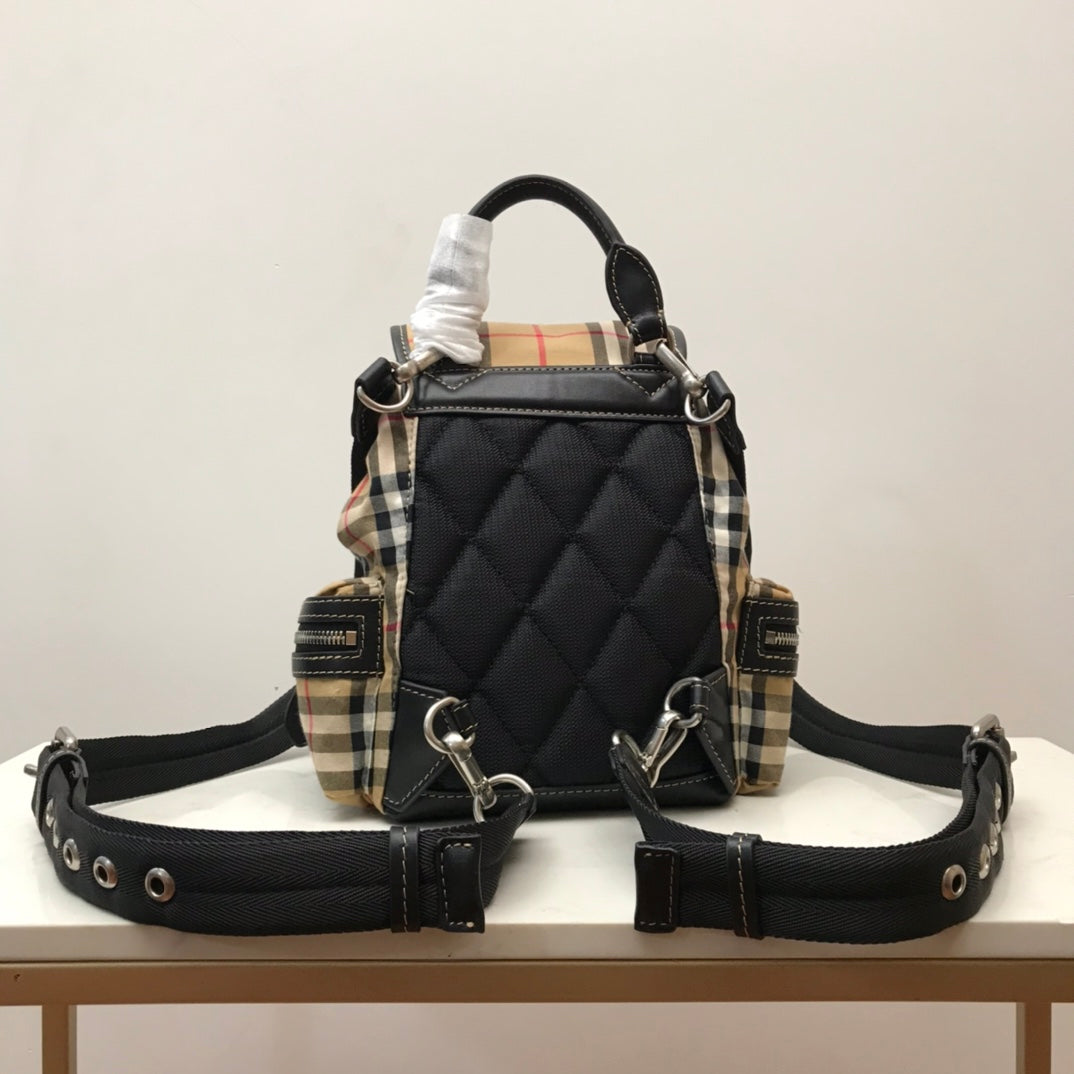 GLAMI MeGLAMIum Rucksack In Vintage Check Cotton Canvas-Sandy For Women, Bags 13in/33cm