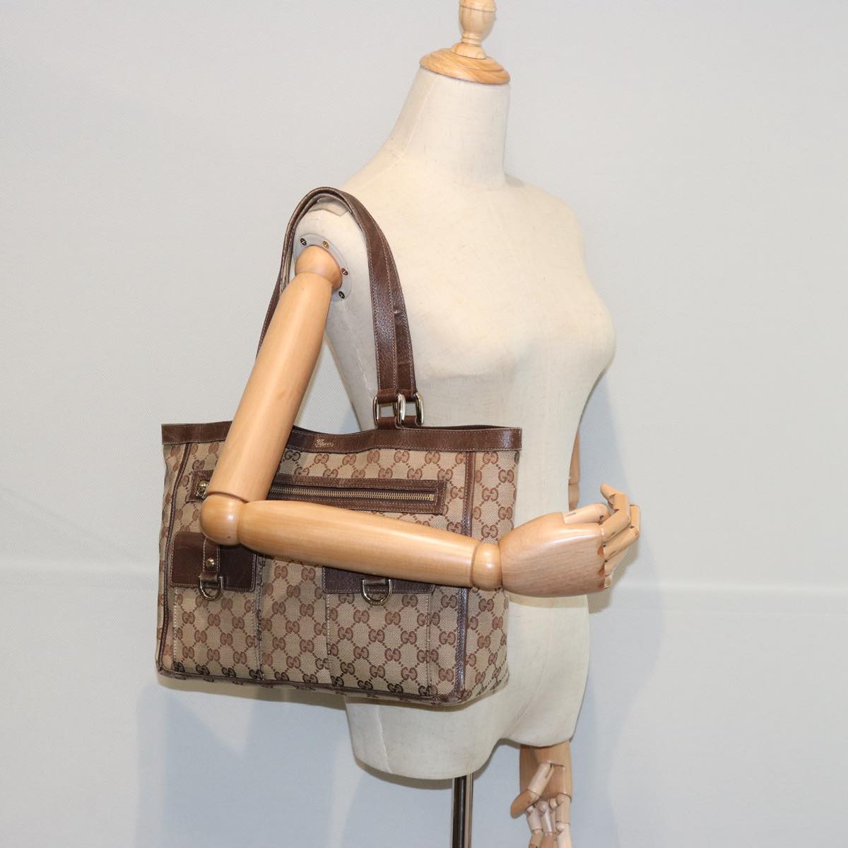 GUCCI GG Canvas Tote Bag Beige 146247 60800