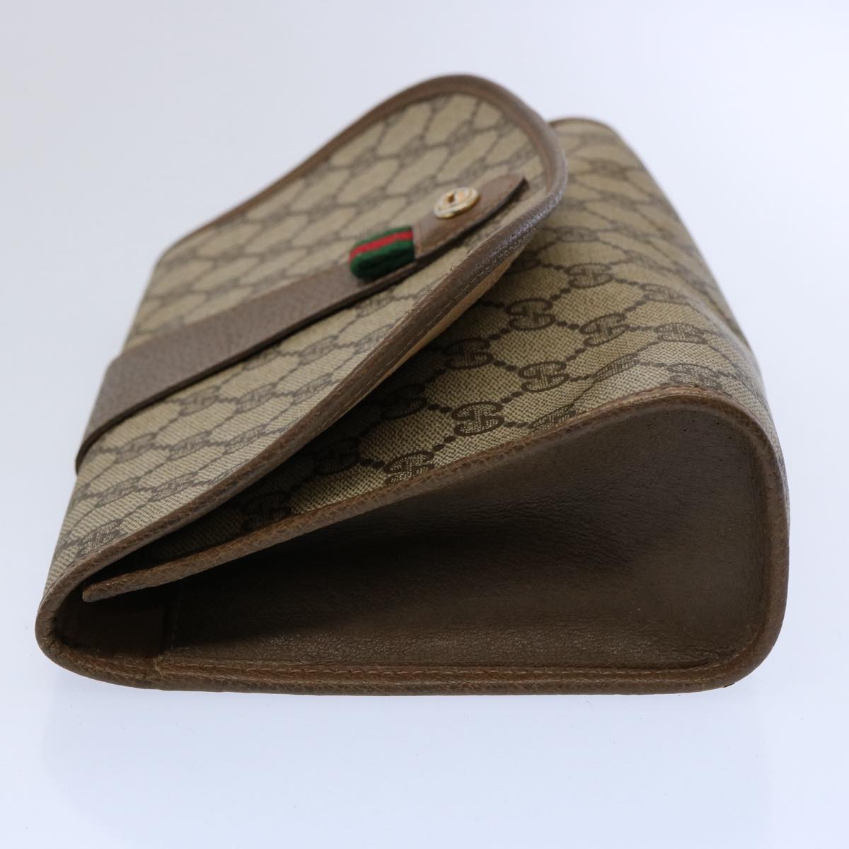 GUCCI GG Supreme Web Sherry Line Clutch Bag Beige Red Green 89 01 030 60861