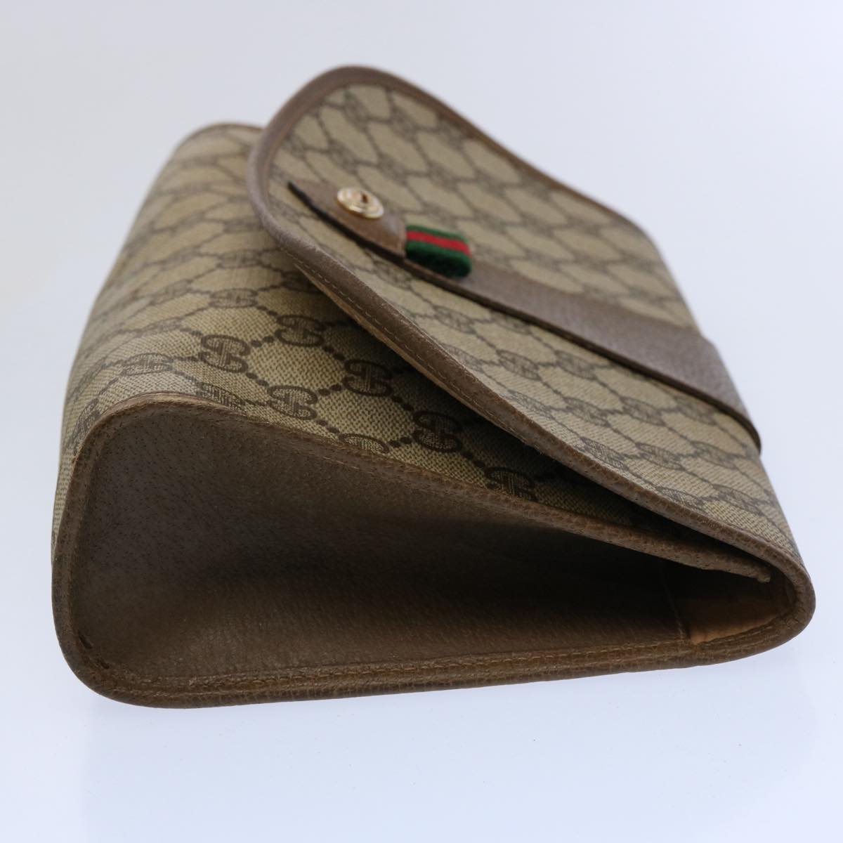 GUCCI GG Supreme Web Sherry Line Clutch Bag Beige Red Green 89 01 030 60861