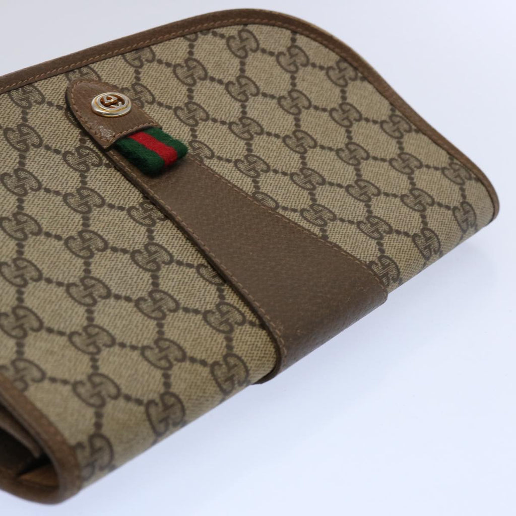 GUCCI GG Supreme Web Sherry Line Clutch Bag Beige Red Green 89 01 030 60861