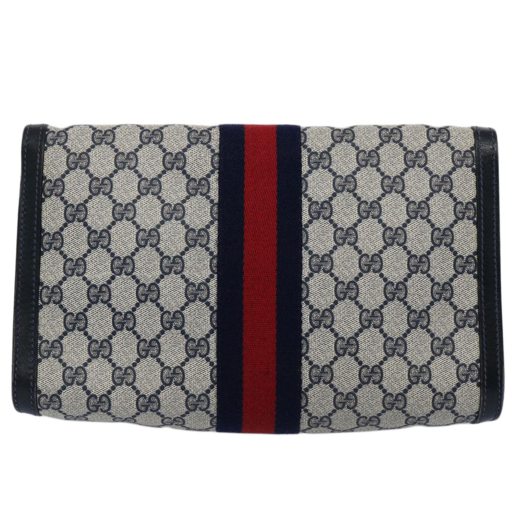 GUCCI GG Supreme Sherry Line Clutch Bag Red Navy 41 014 3087 30 60875