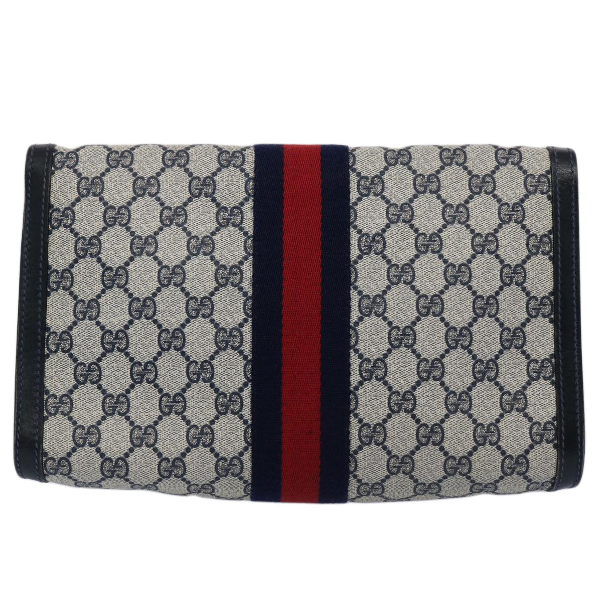 GUCCI GG Supreme Sherry Line Clutch Bag Red Navy 41 014 3087 30 60875