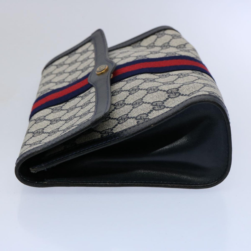 GUCCI GG Supreme Sherry Line Clutch Bag Red Navy 41 014 3087 30 60875