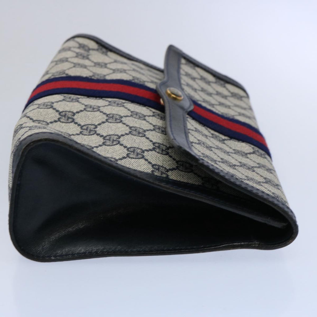 GUCCI GG Supreme Sherry Line Clutch Bag Red Navy 41 014 3087 30 60875