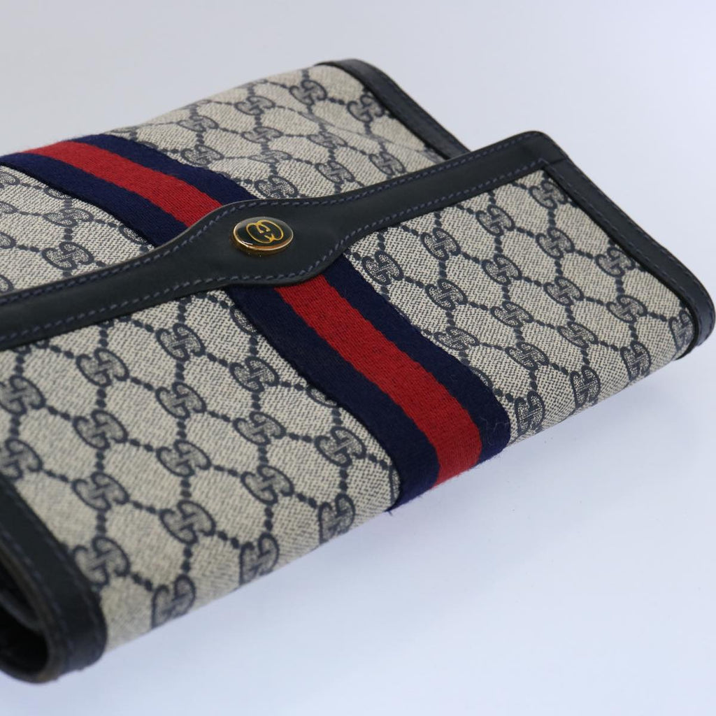 GUCCI GG Supreme Sherry Line Clutch Bag Red Navy 41 014 3087 30 60875