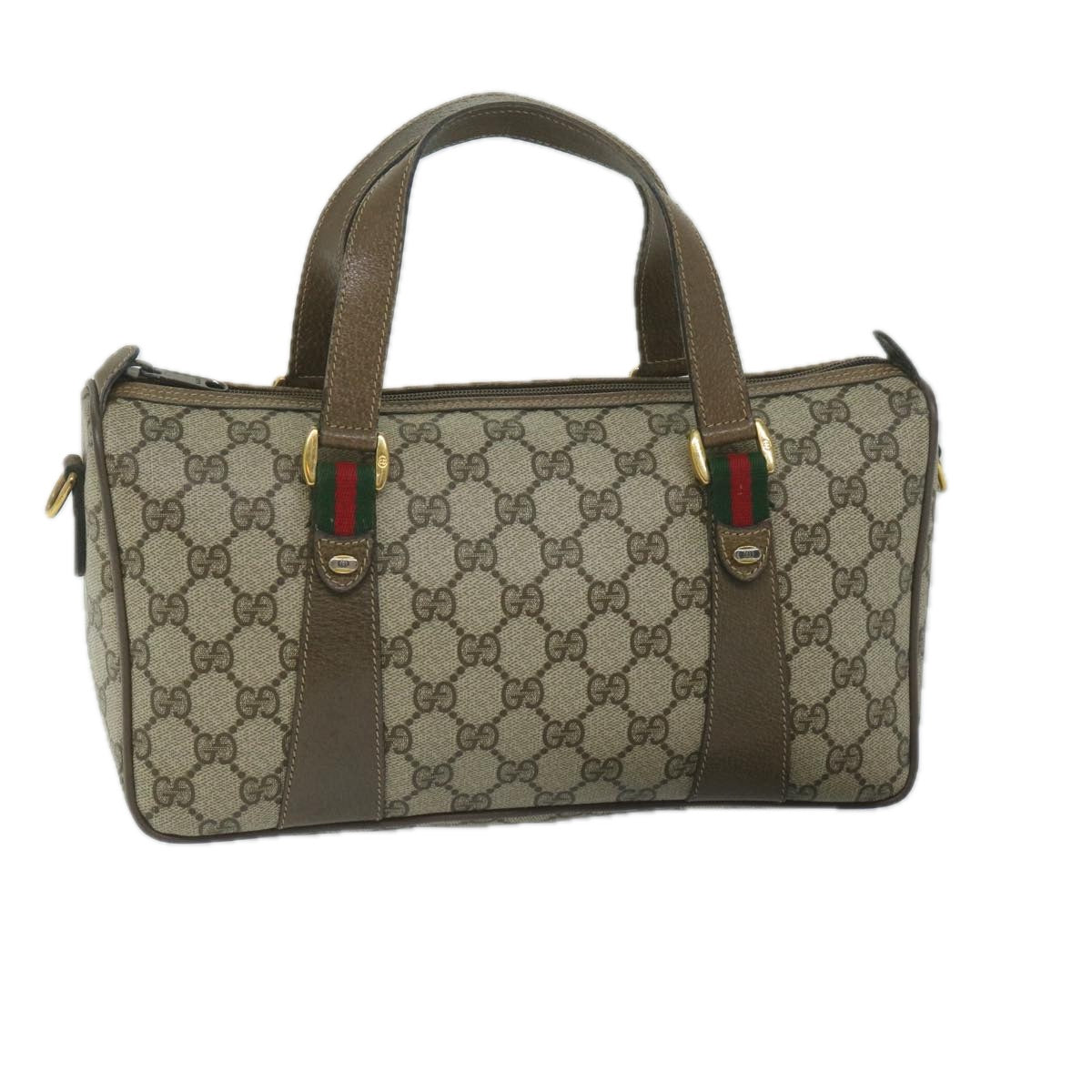 GUCCI GG Supreme Web Sherry Line Hand Bag 2way Beige Red 39 02 040 60876