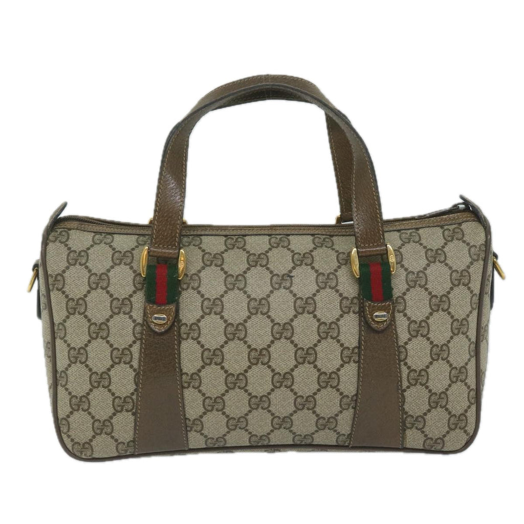 GUCCI GG Supreme Web Sherry Line Hand Bag 2way Beige Red 39 02 040 60876