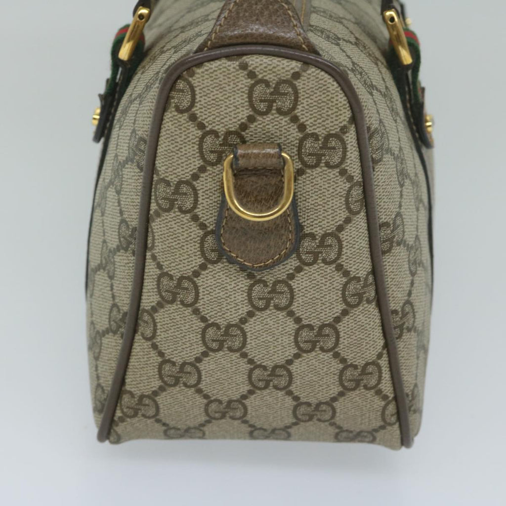 GUCCI GG Supreme Web Sherry Line Hand Bag 2way Beige Red 39 02 040 60876