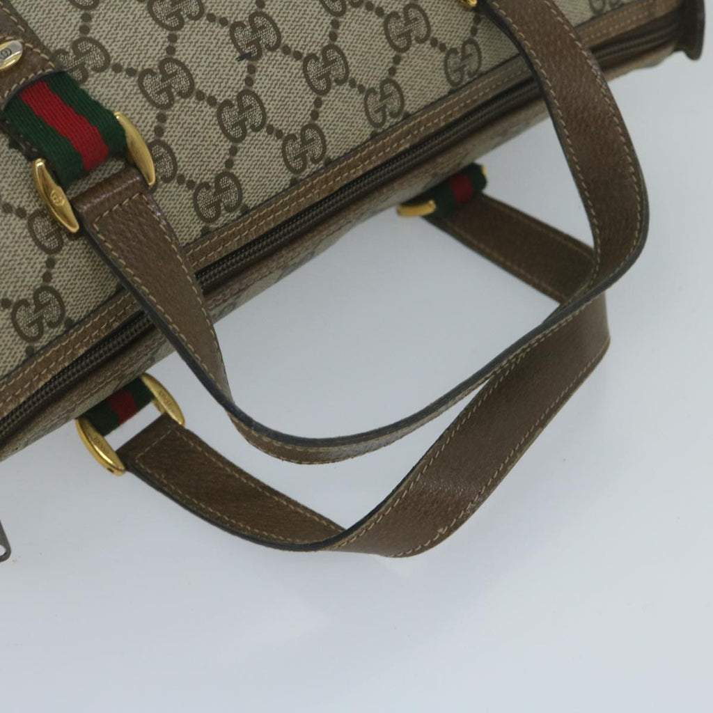 GUCCI GG Supreme Web Sherry Line Hand Bag 2way Beige Red 39 02 040 60876
