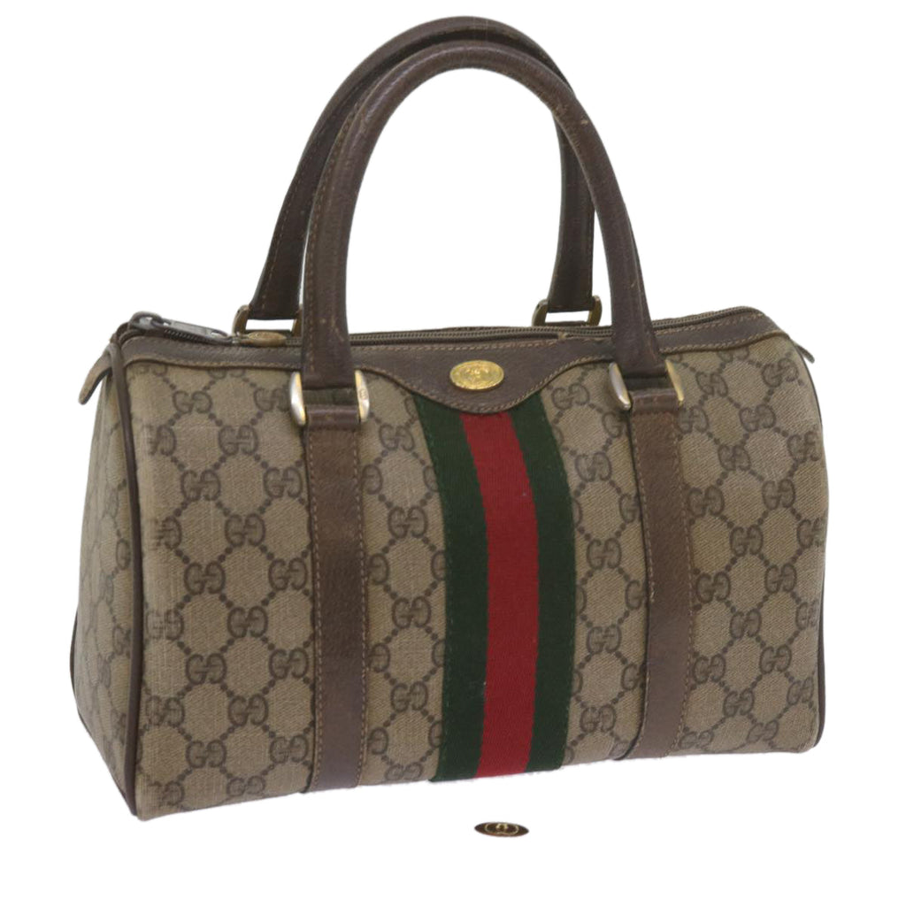 GUCCI GG Supreme Web Sherry Line Hand Bag Beige Red Green 69 02 006 60884