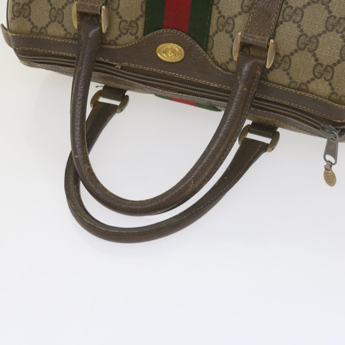GUCCI GG Supreme Web Sherry Line Hand Bag Beige Red Green 69 02 006 60884