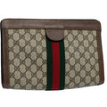 GUCCI GG Supreme Web Sherry Line Clutch Bag Beige Red Green 89 01 002 60941