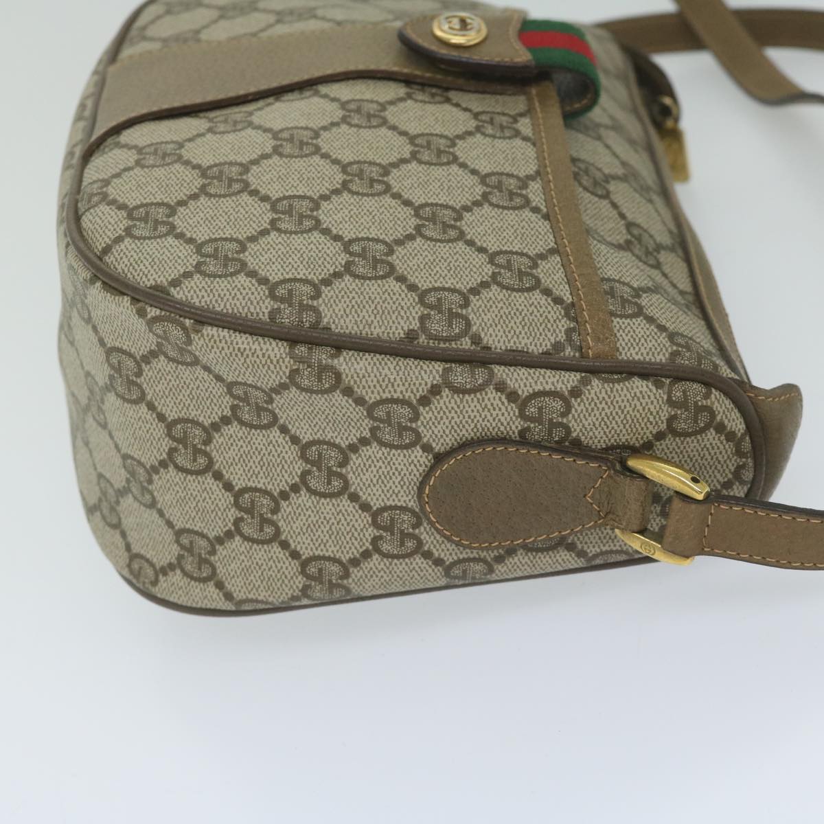 GUCCI GG Canvas Web Sherry Line Shoulder Bag PVC Beige Green Red 60976