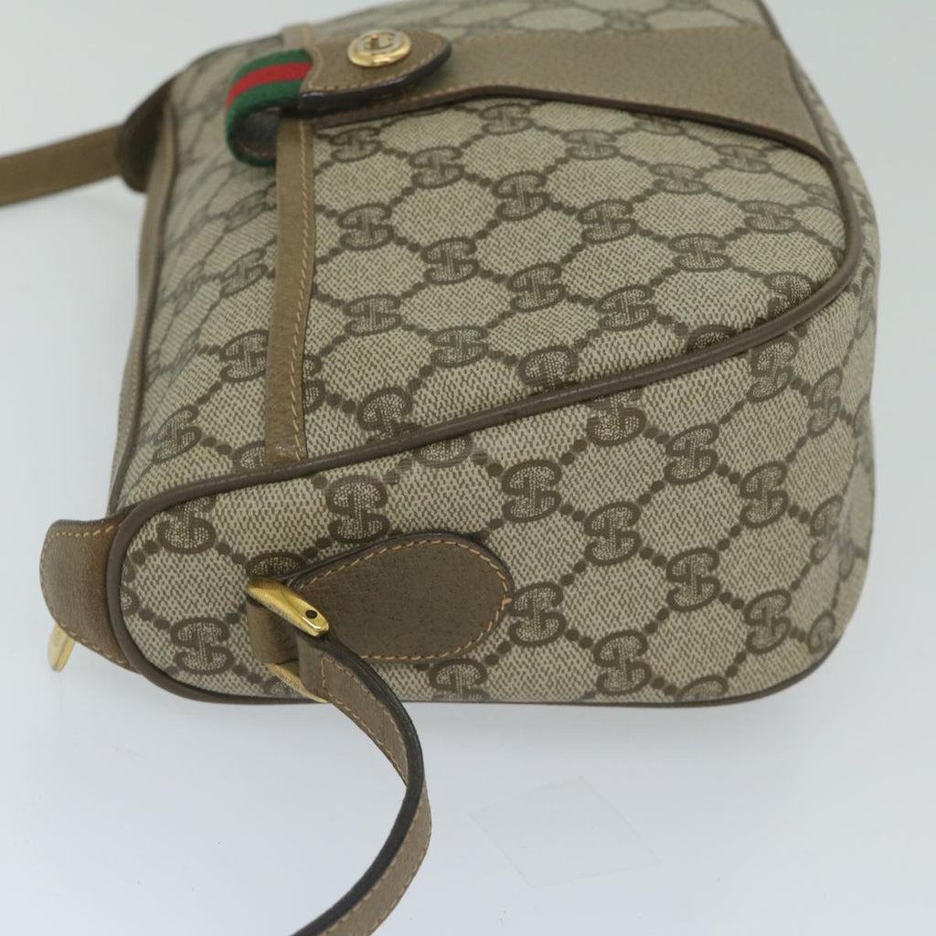 GUCCI GG Canvas Web Sherry Line Shoulder Bag PVC Beige Green Red 60976