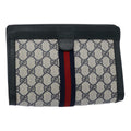 GUCCI GG Canvas Sherry Line Clutch Bag PVC Navy Red 60979
