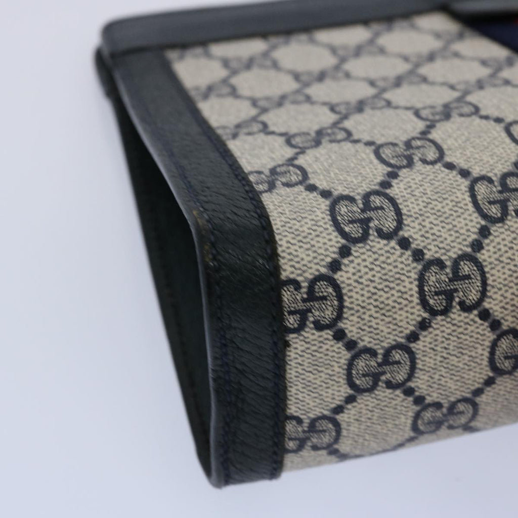 GUCCI GG Canvas Sherry Line Clutch Bag PVC Navy Red 60979