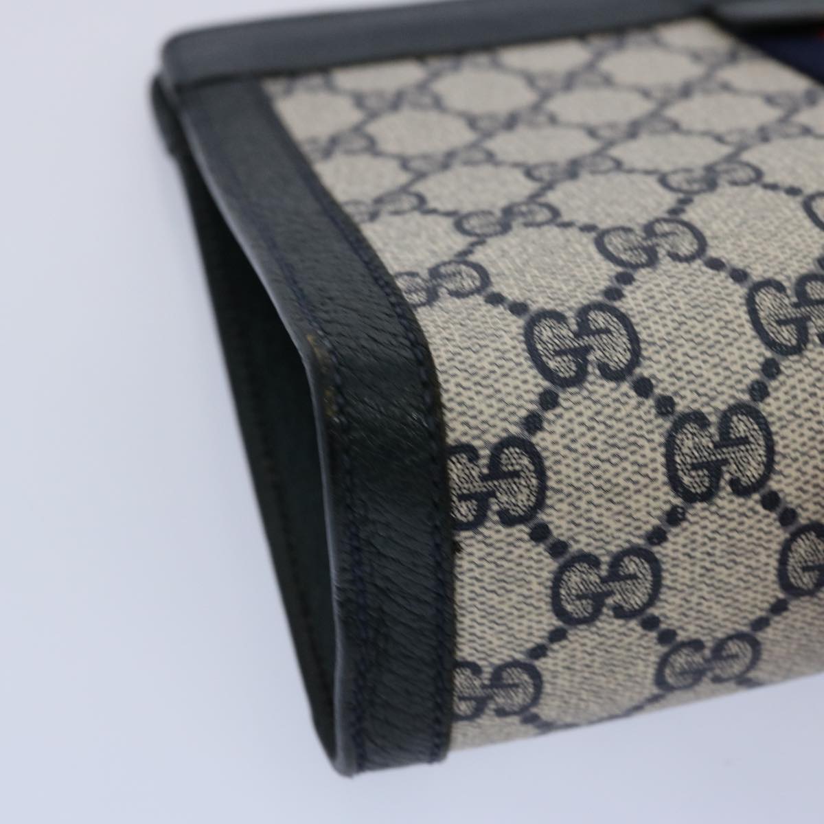 GUCCI GG Canvas Sherry Line Clutch Bag PVC Navy Red 60979