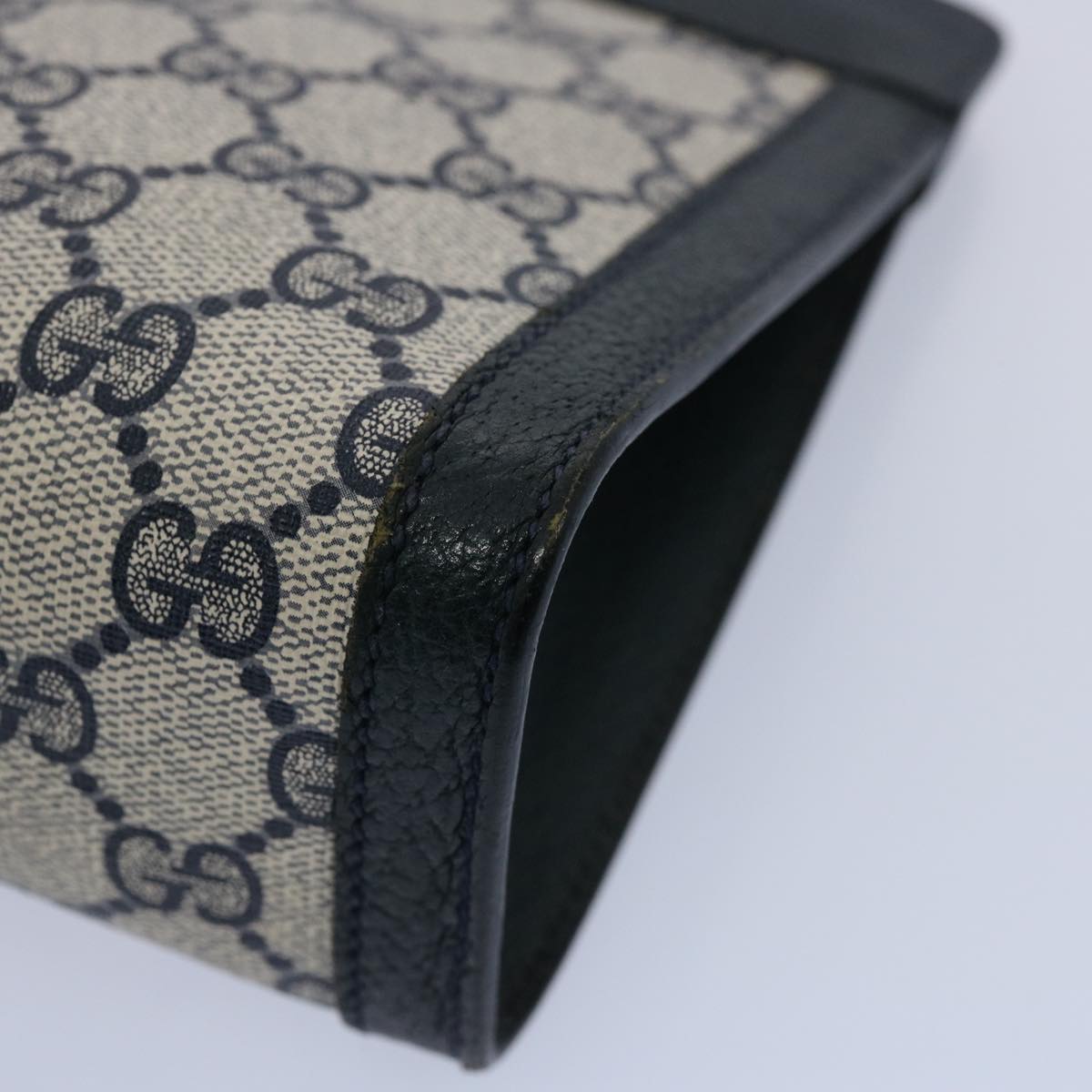 GUCCI GG Canvas Sherry Line Clutch Bag PVC Navy Red 60979