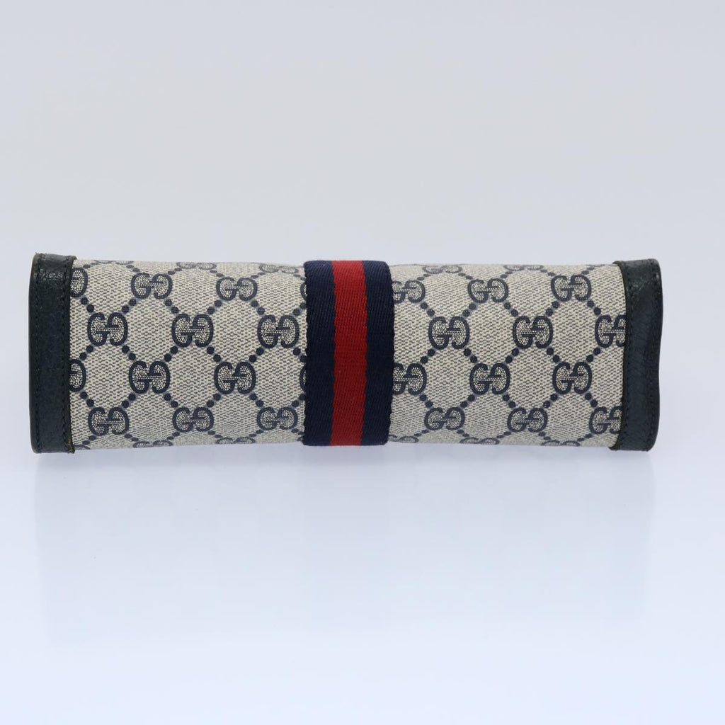 GUCCI GG Canvas Sherry Line Clutch Bag PVC Navy Red 60979