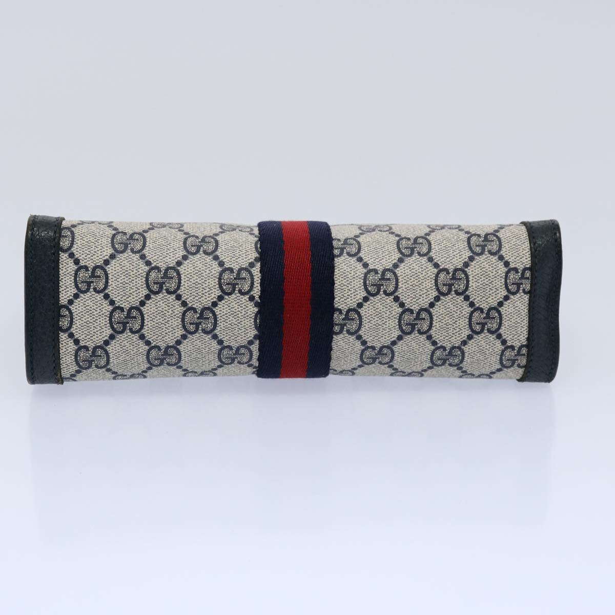 GUCCI GG Canvas Sherry Line Clutch Bag PVC Navy Red 60979