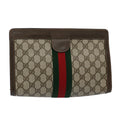 GUCCI GG Canvas Web Sherry Line Clutch Bag PVC Beige Green Red 60982