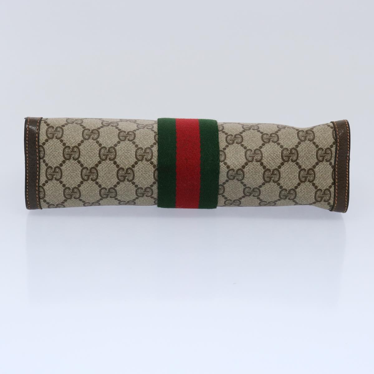 GUCCI GG Canvas Web Sherry Line Clutch Bag PVC Beige Green Red 60982