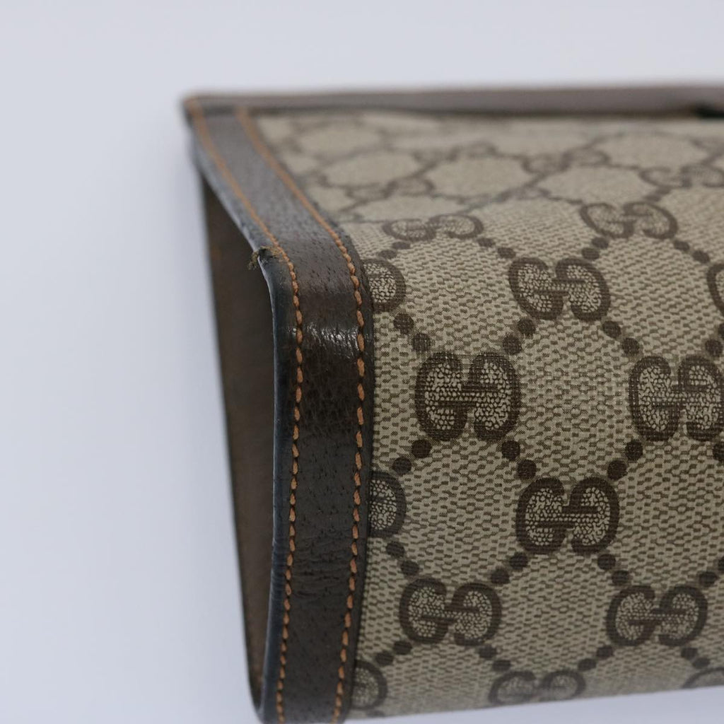 GUCCI GG Canvas Web Sherry Line Clutch Bag PVC Beige Green Red 60982