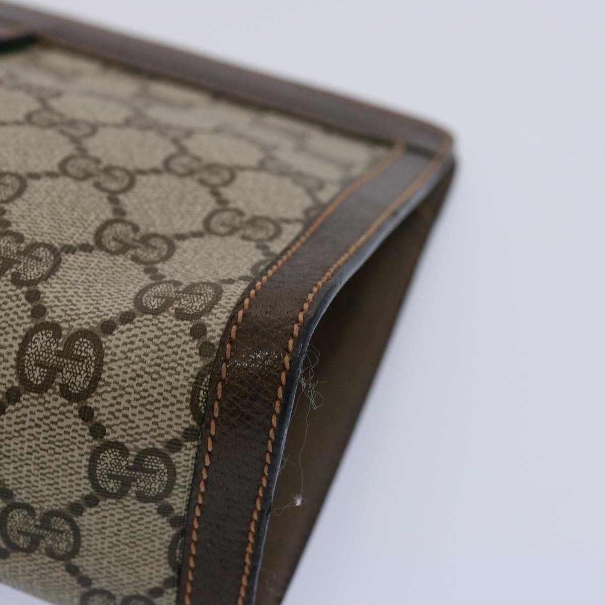 GUCCI GG Canvas Web Sherry Line Clutch Bag PVC Beige Green Red 60982