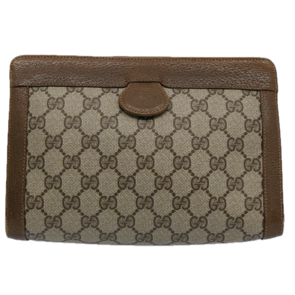GUCCI GG Canvas Clutch Bag PVC Beige 60984