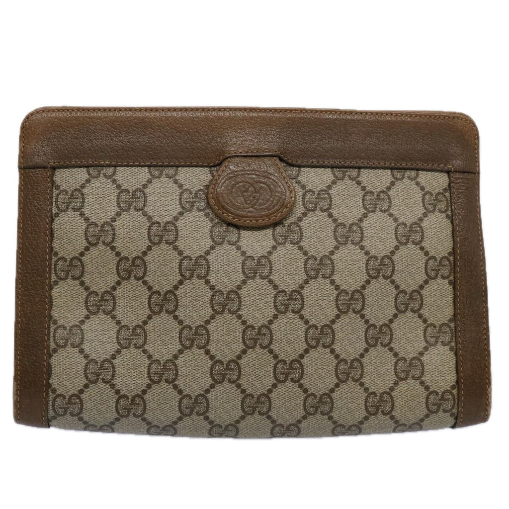 GUCCI GG Canvas Clutch Bag PVC Beige 60984