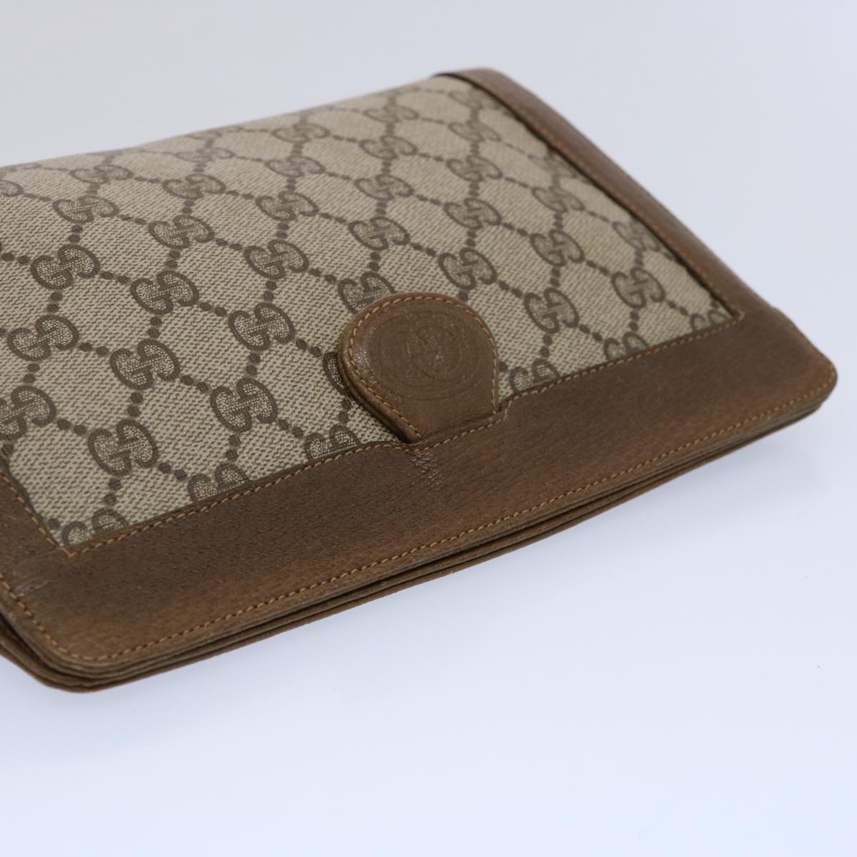 GUCCI GG Canvas Clutch Bag PVC Beige 60984