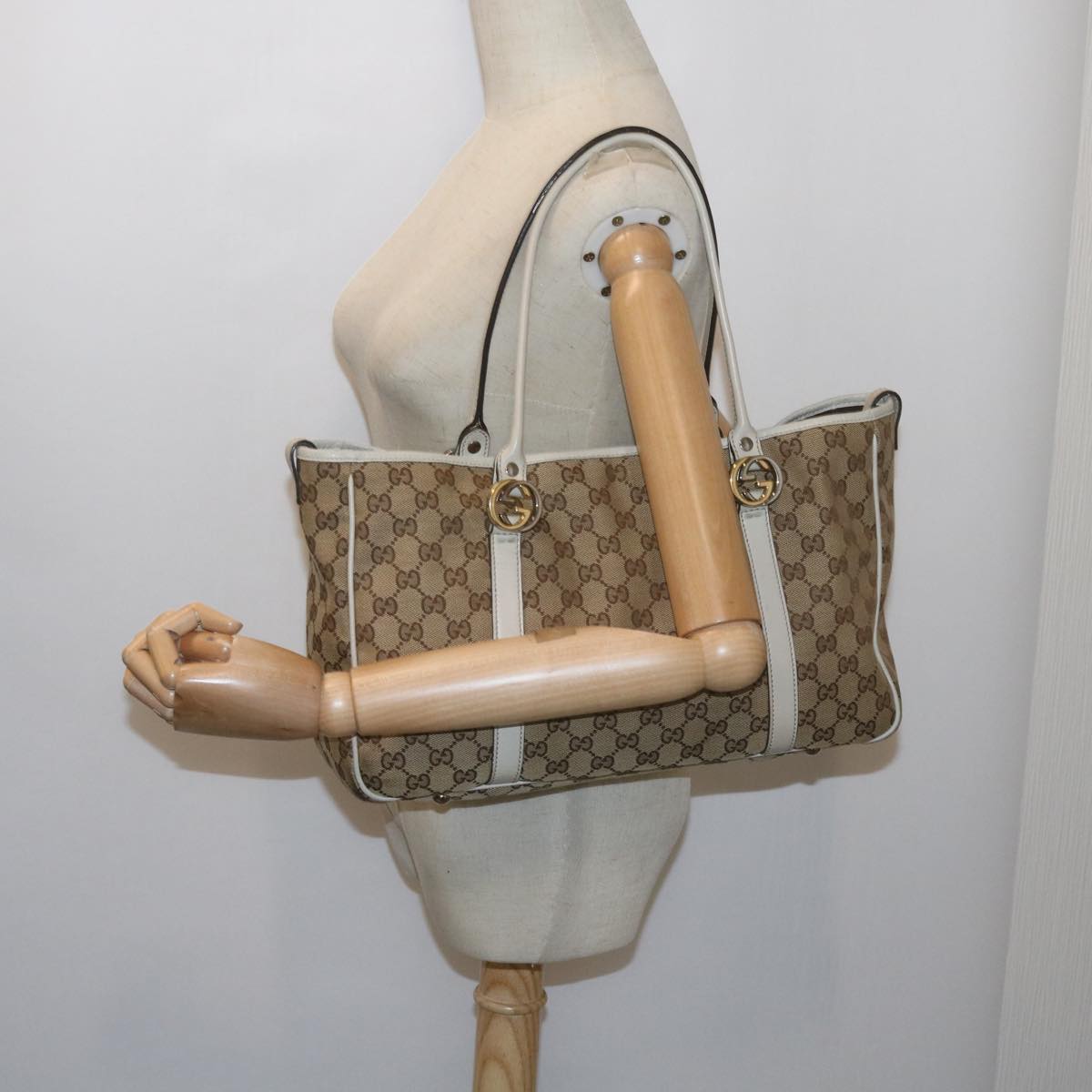 GUCCI GG Canvas GG Twins Tote Bag Beige 232957 60992