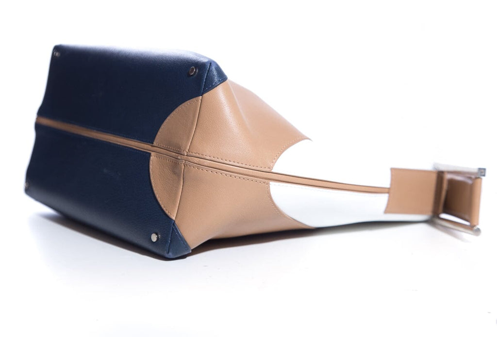 Perrin Brown & Blue Leather Shoulder Bag