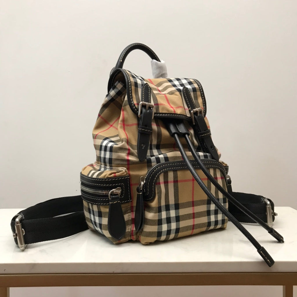 GLAMI MeGLAMIum Rucksack In Vintage Check Cotton Canvas-Sandy For Women, Bags 13in/33cm
