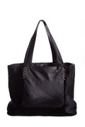 Paola Del Lungo Black Pony Hair & Leather Shoulder Bag