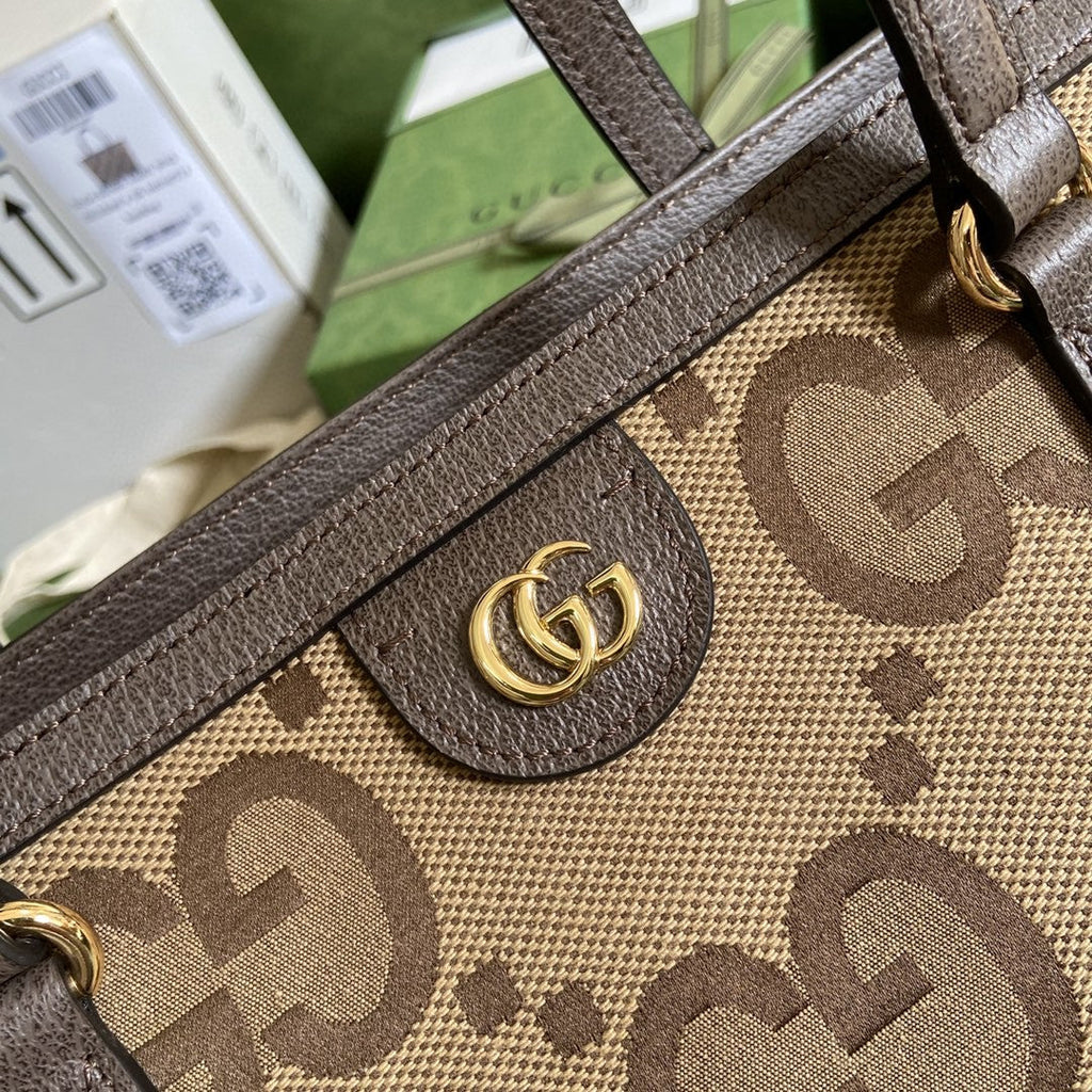 gg Ophidia Jumbo gg Medium Tote Camel And Ebony Jumbo Canvas For Women 15in/38cm gg