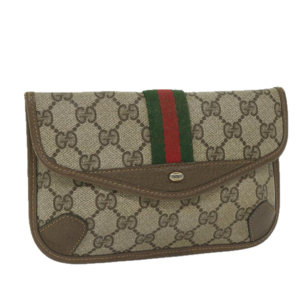 GUCCI GG Supreme Web Sherry Line Pouch Beige Red Green 89 01 021 61002