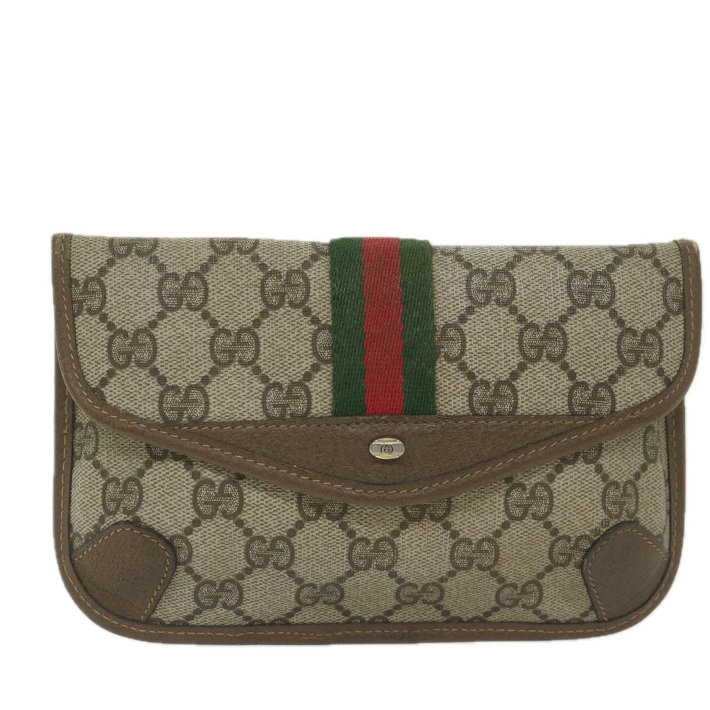 GUCCI GG Supreme Web Sherry Line Pouch Beige Red Green 89 01 021 61002