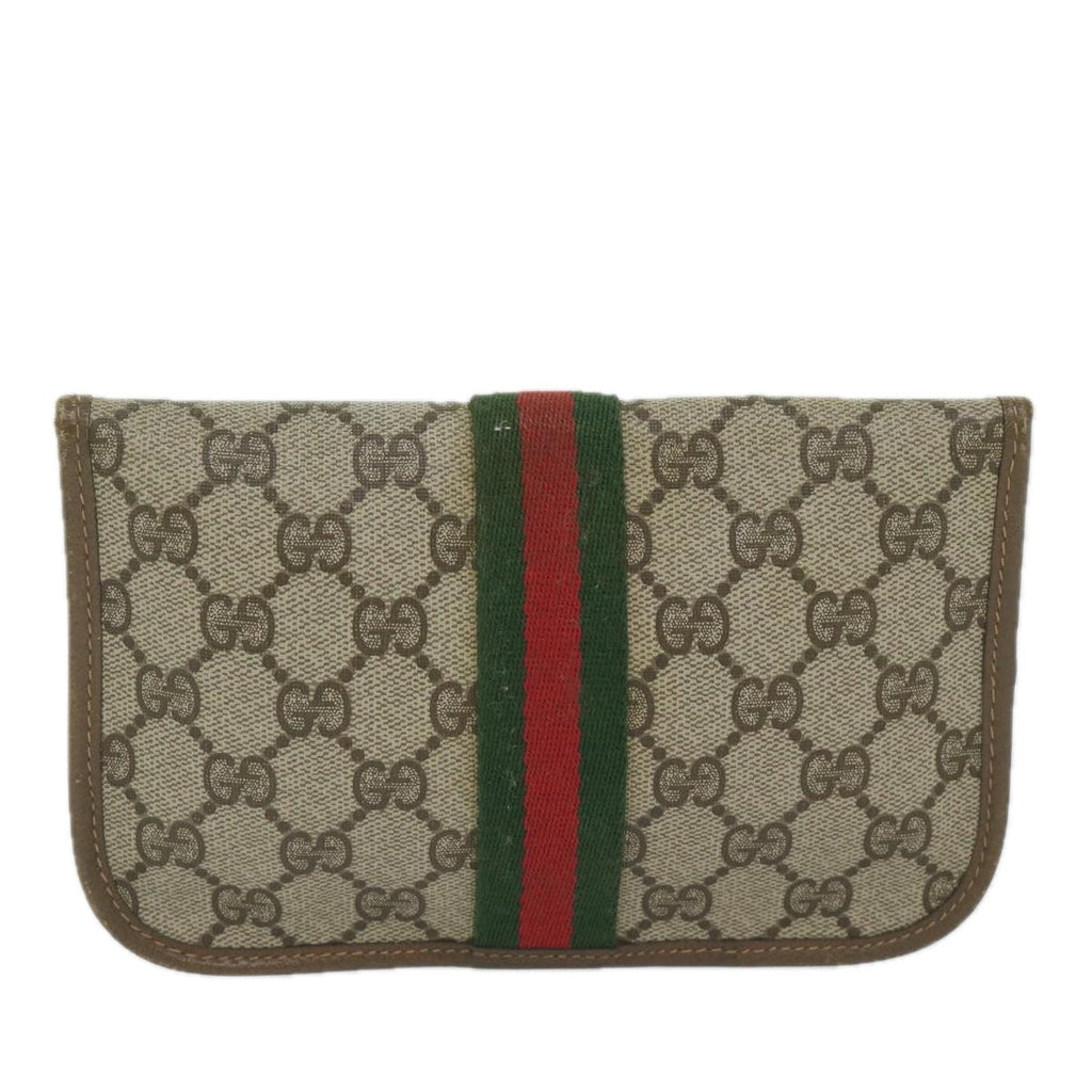 GUCCI GG Supreme Web Sherry Line Pouch Beige Red Green 89 01 021 61002